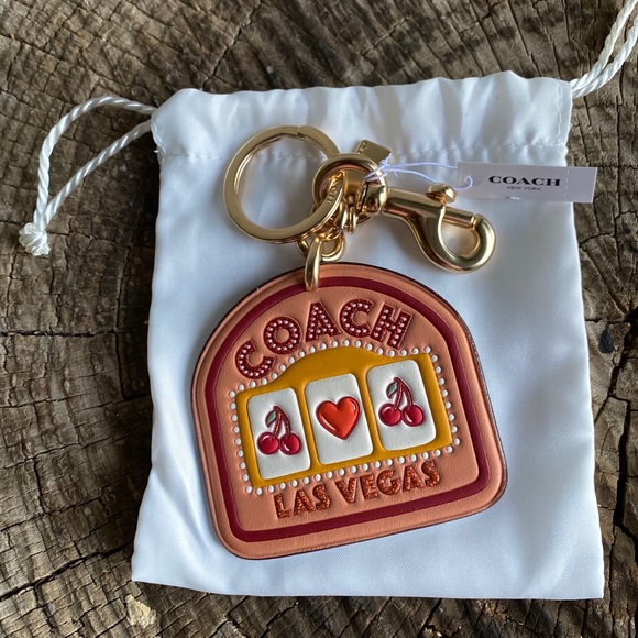 Coach Pink Yellow Brown Red Key Chain - Picture 2 of 4